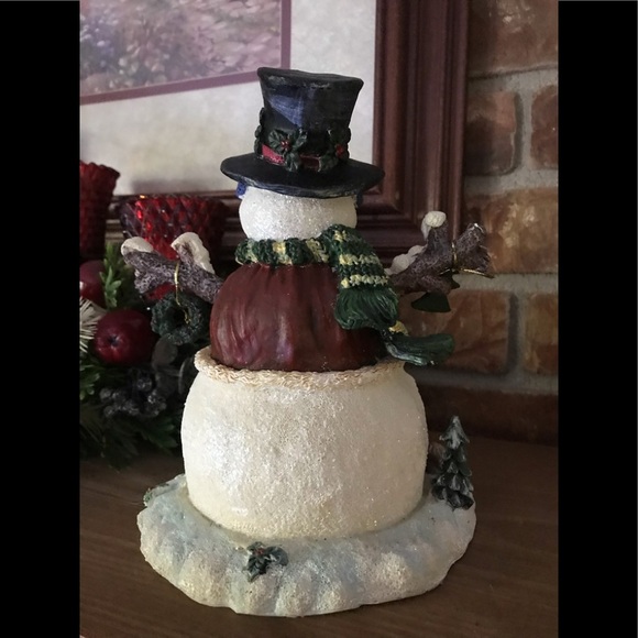 Rare Vintage Hand Painted Snowman Christmas Sculpture Collectible - Picture 5 of 7
